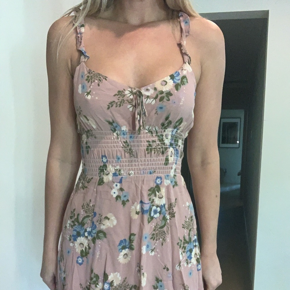 Reformation Blush Floral Mini Dress, size 8